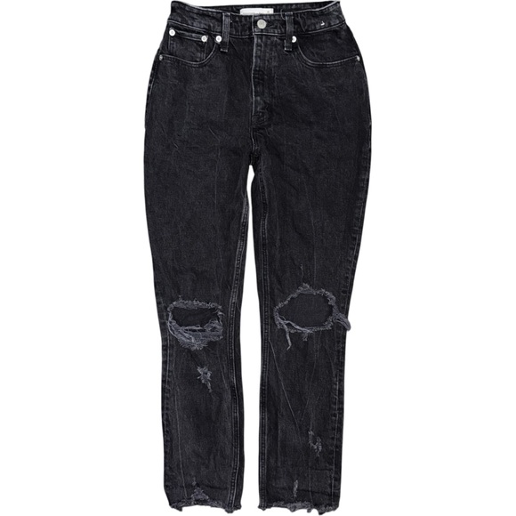 Abercrombie & Fitch Denim - Abercrombie & Fitch Curve Love High Rise Mom Jeans Black Distressed 25 / 0 Fray